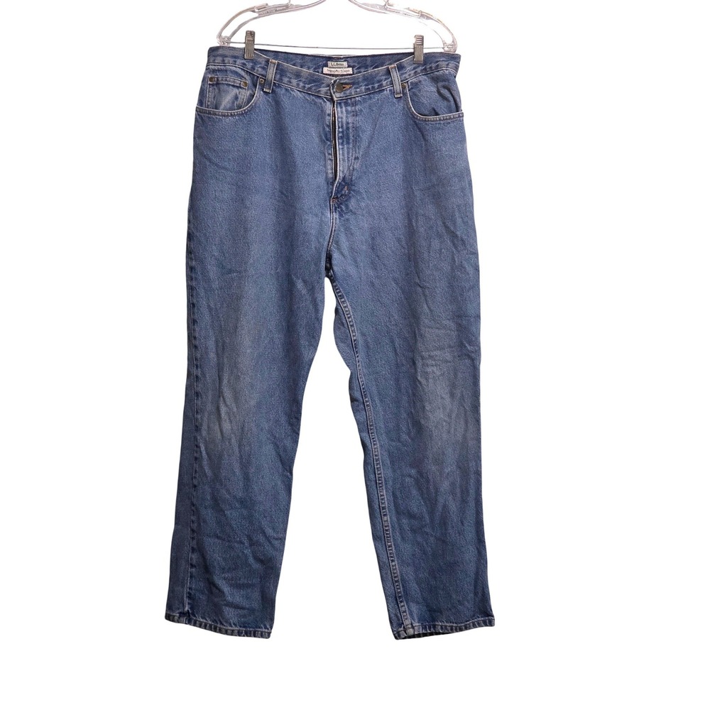 LL Bean Original Fit Relaxed Leg Jeans Blue‎ Medium Wash High Rise Women 18 Reg